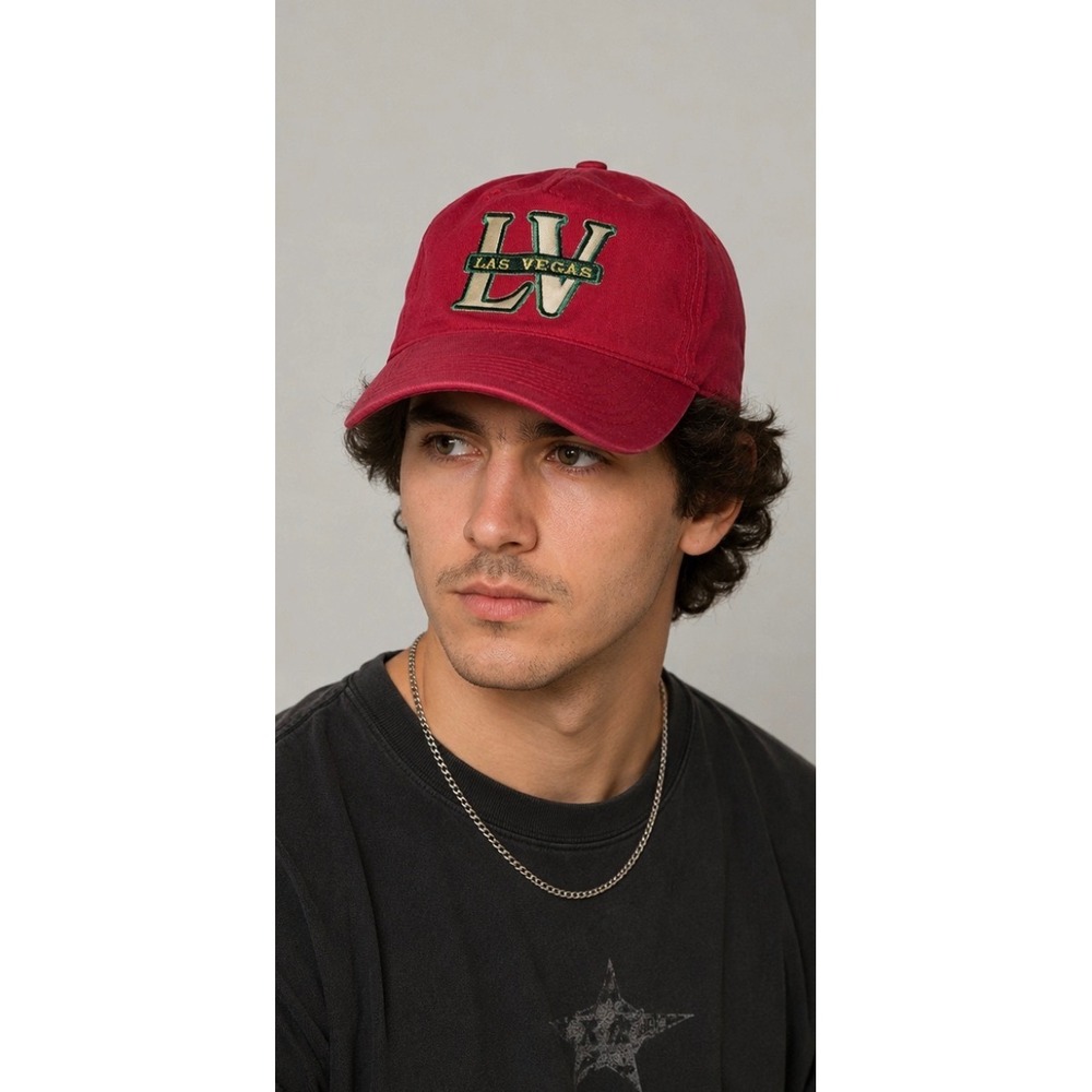 Vintage Las Vegas‎ Red Baseball Cap Hat Adjustable Strapback One Size Souvenir